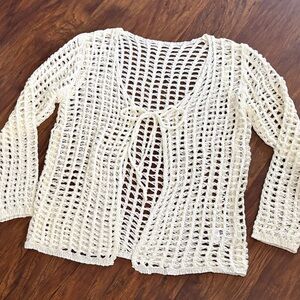 Cream Crochet Open Knit Cardigan